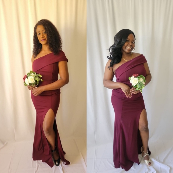 #1-One Shoulder Maxi Dress from size S to 3X Colors:Black,Lilac,Mint,Wine,White - Picture 3 of 5